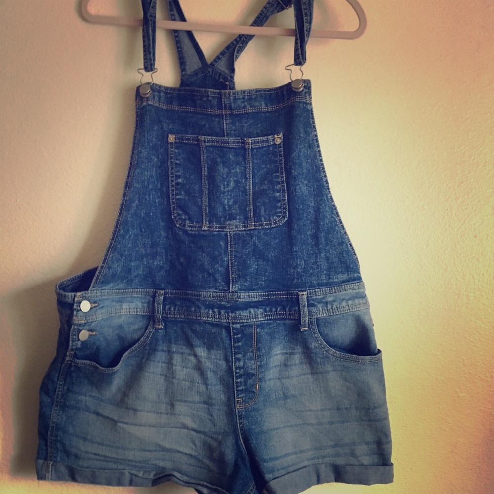 Blue Denim Overall Shorts